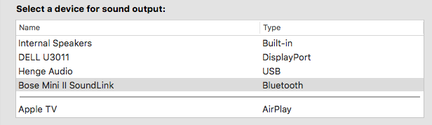 OS-X sound outputs