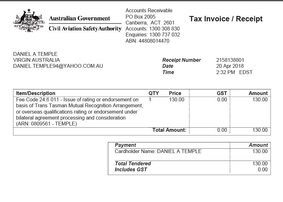 CASA Tax Invoice