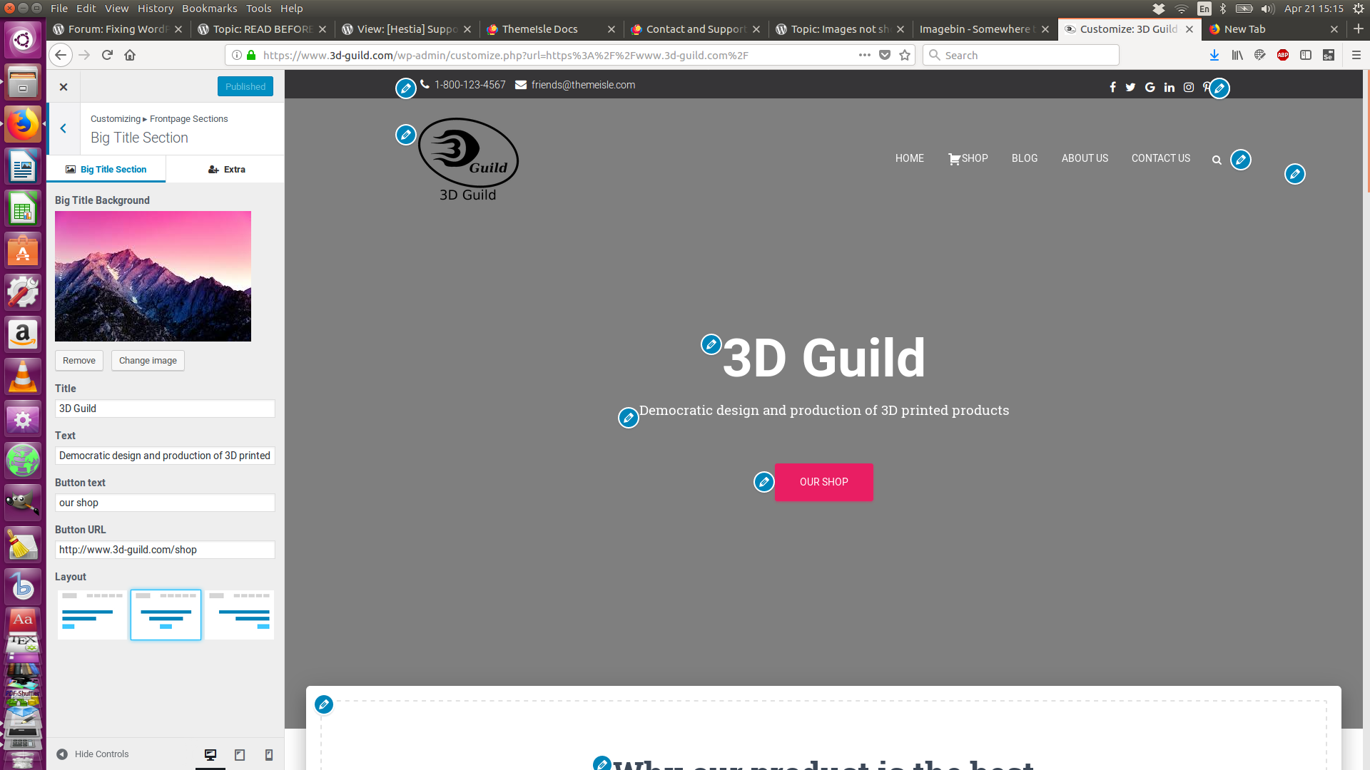 Big Title Image not showing Hestia theme wordpress