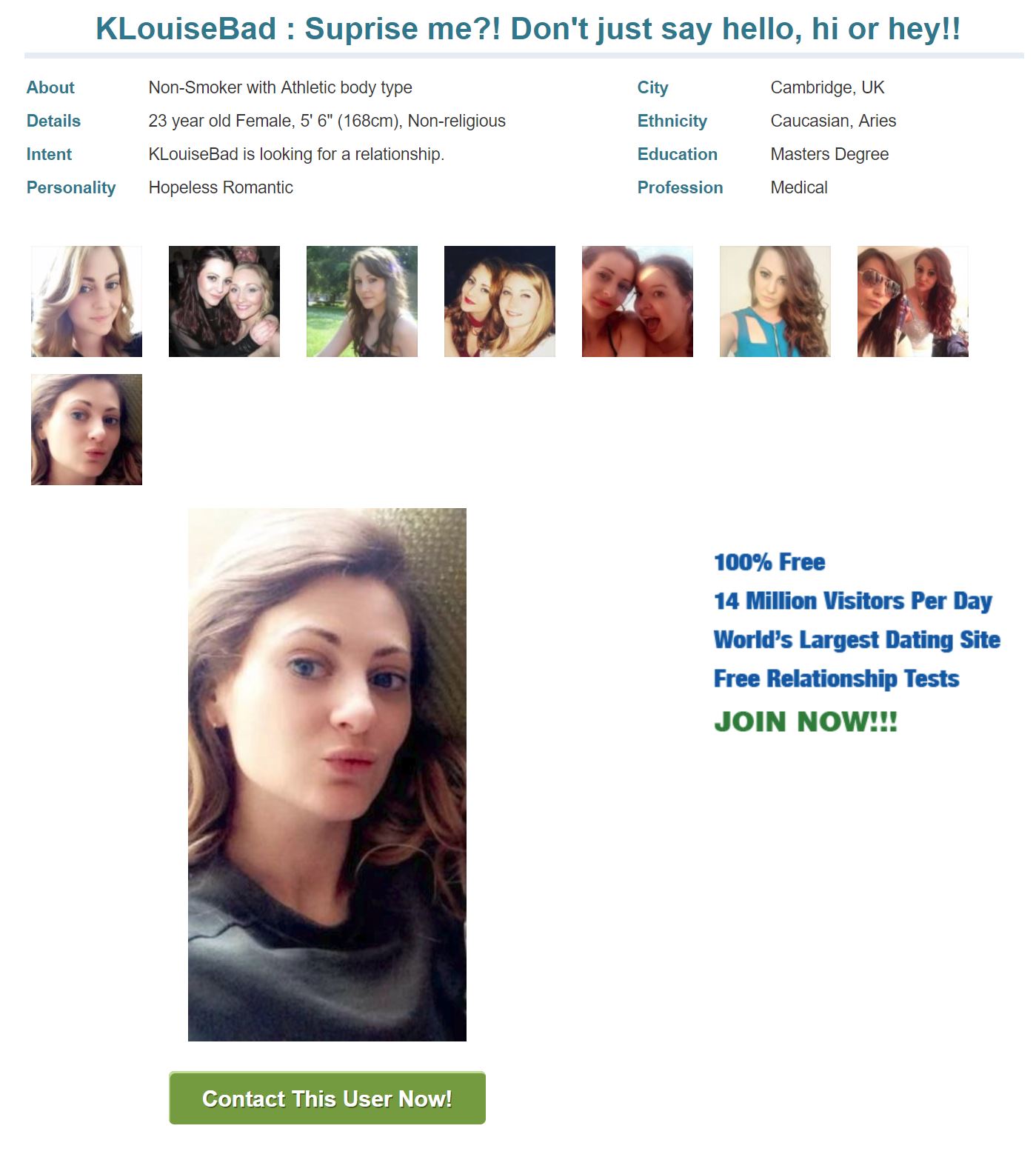 POF Profile of a stuck up white whore