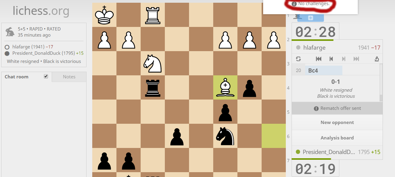which user challenged me ?