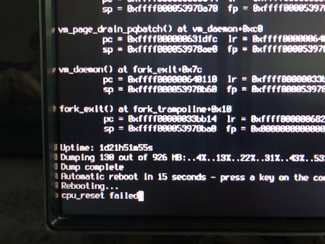 cpu_reset failed