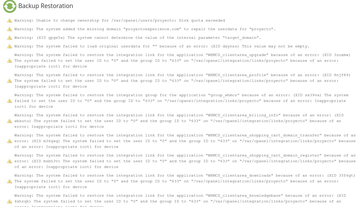 Errors won upload