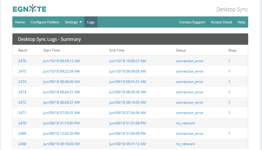 Connection log