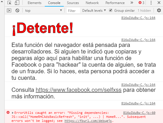 Facebook - JavaScript Console