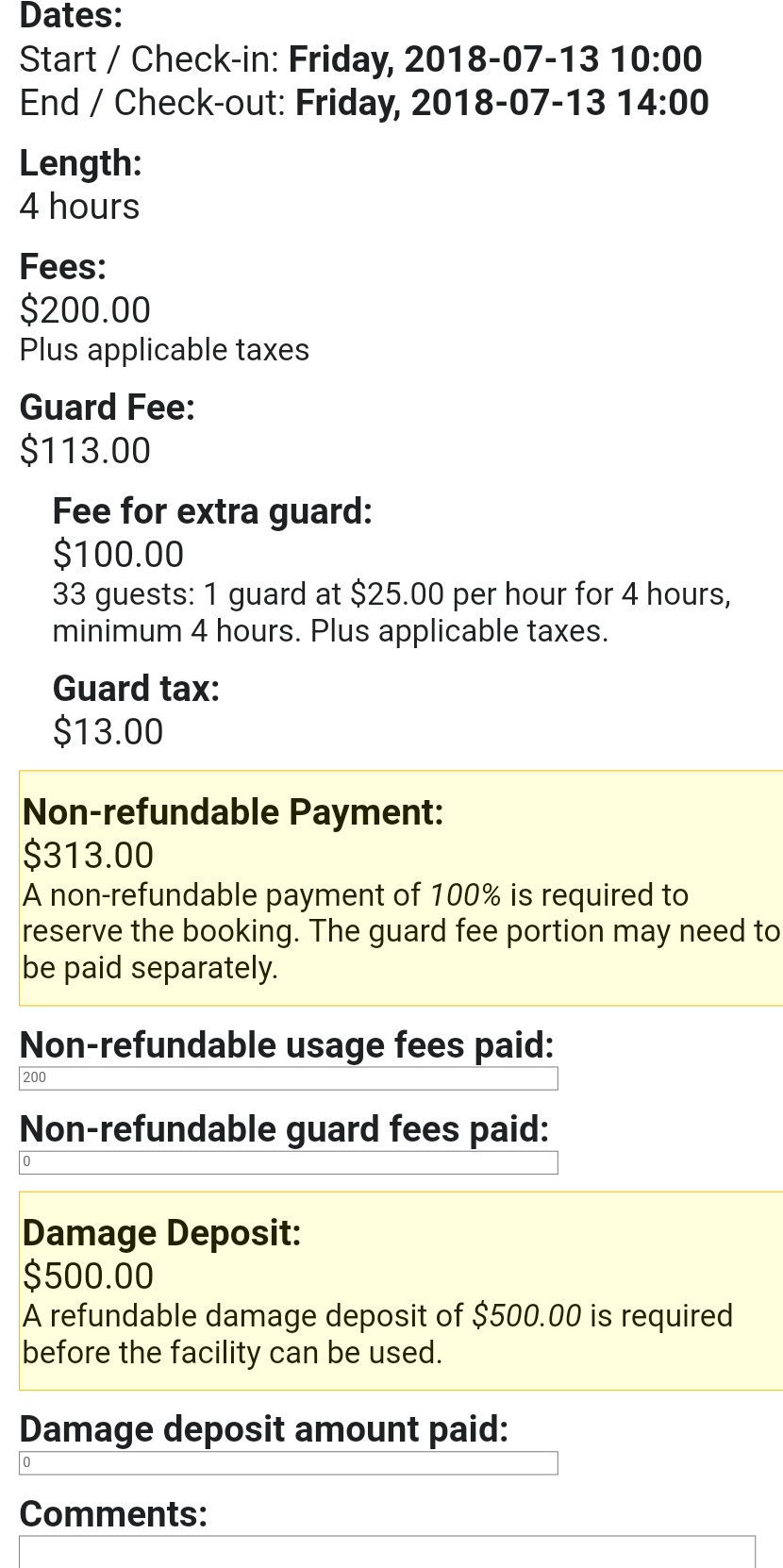 Guard fee