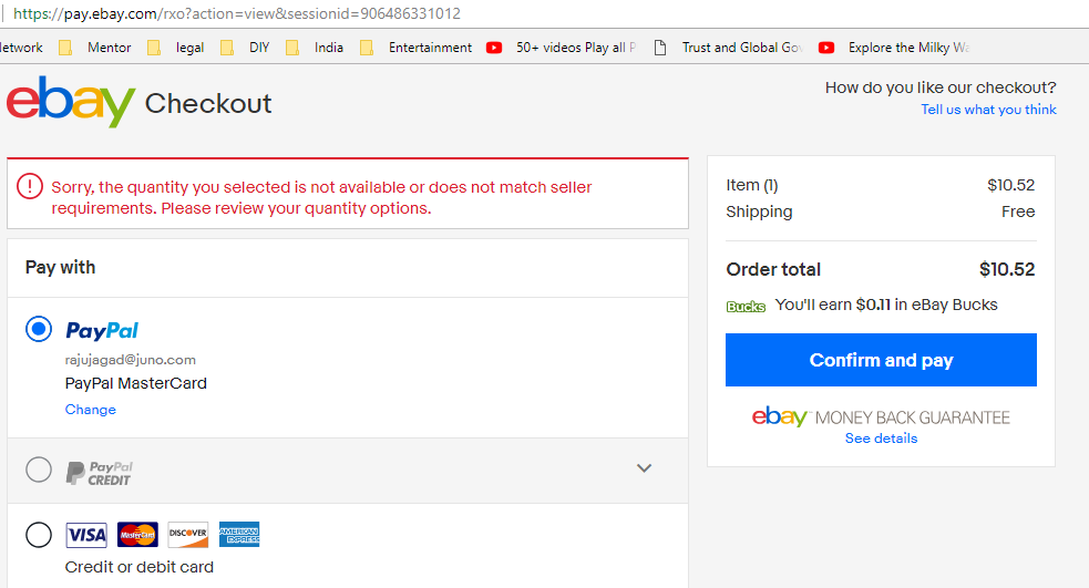 Cannot place order