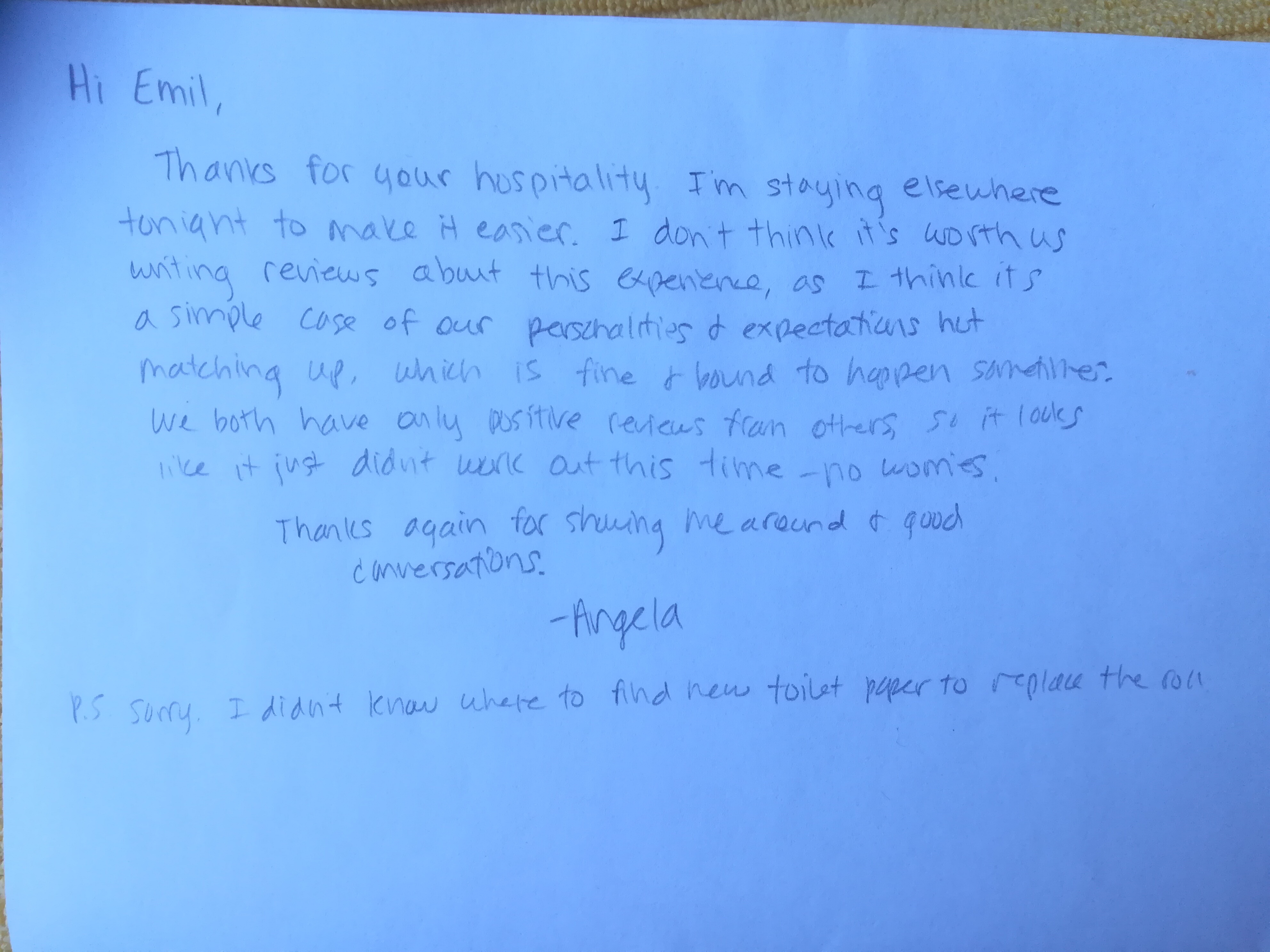 Note she left