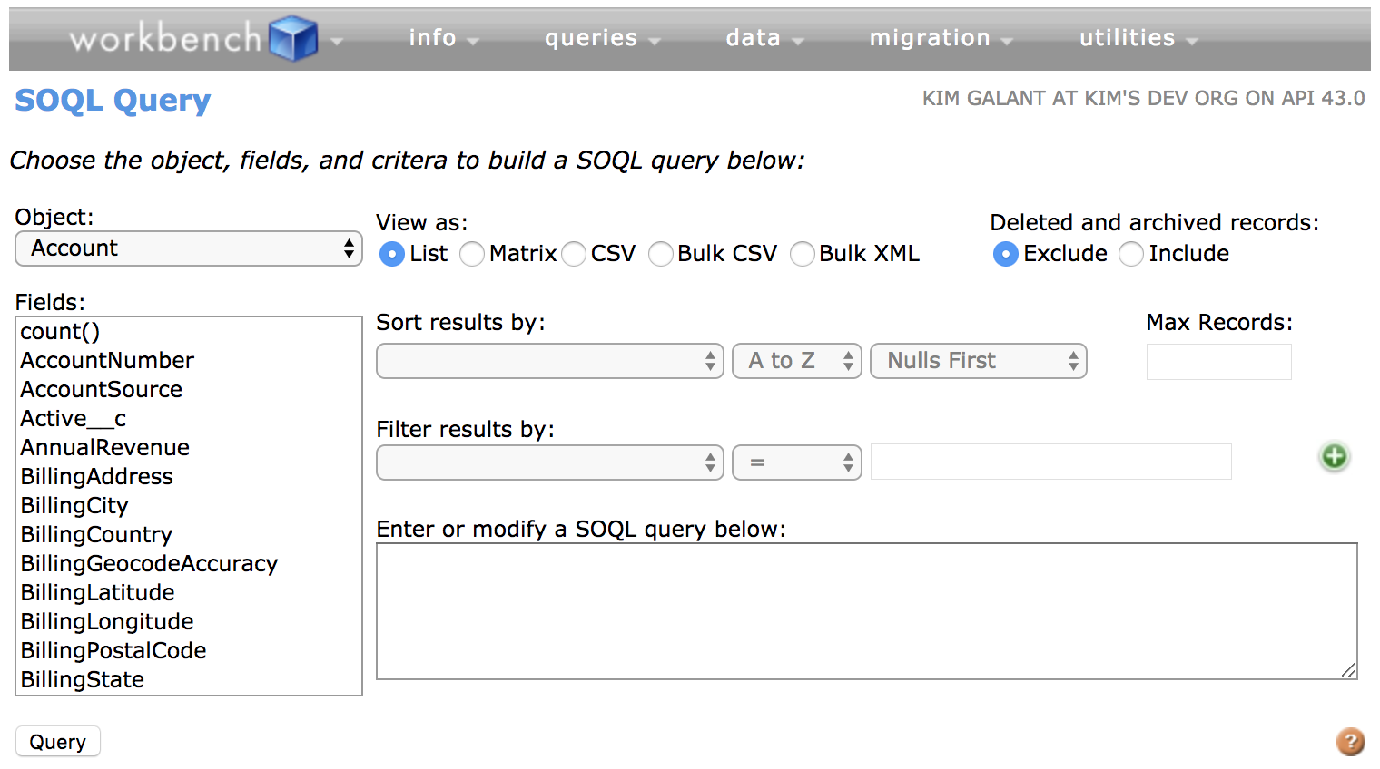New query screen v2