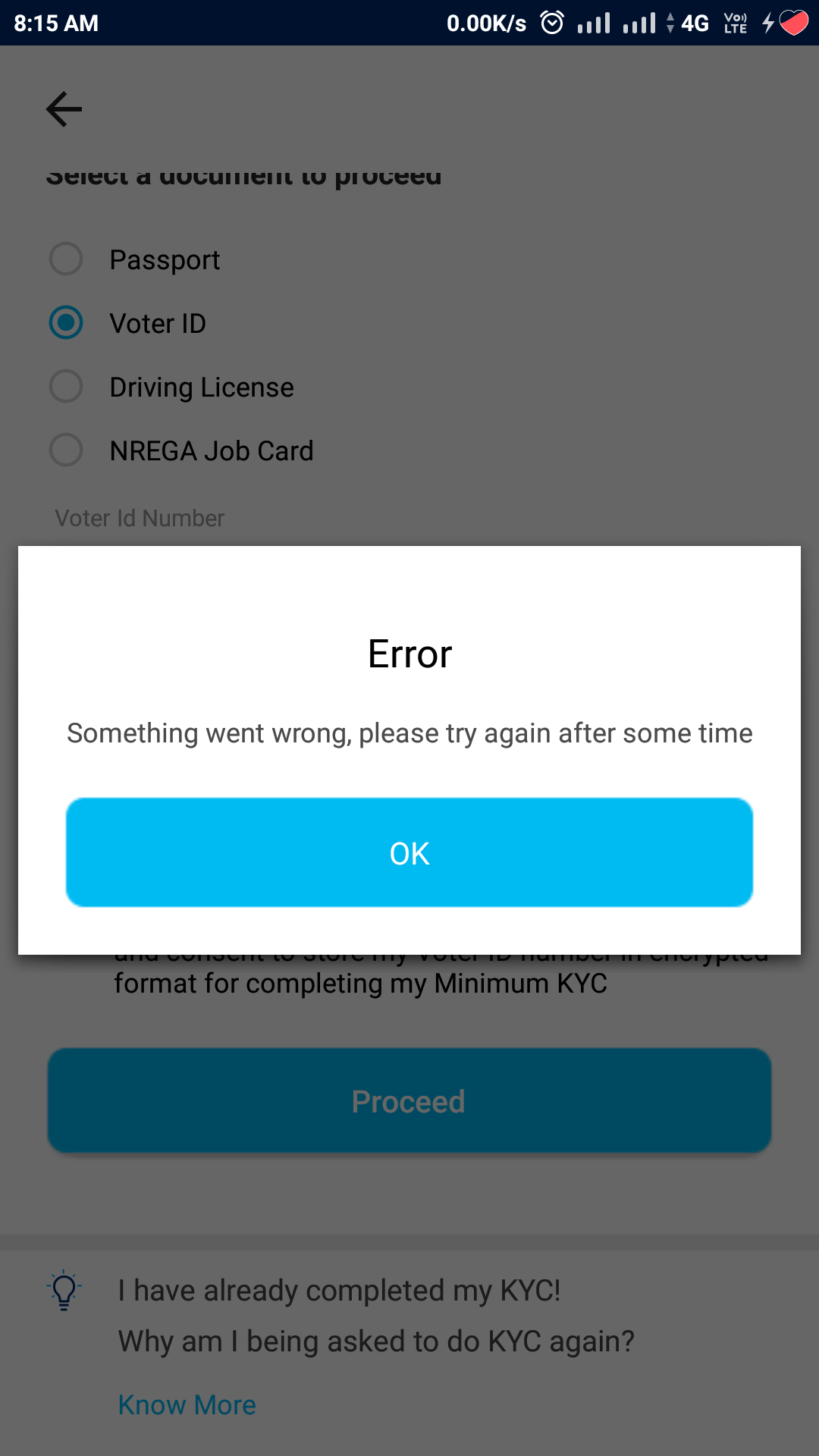 KYC: ERROR