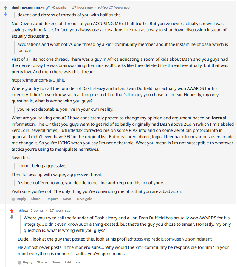 thethrowaccount 21 lying about xmr community
