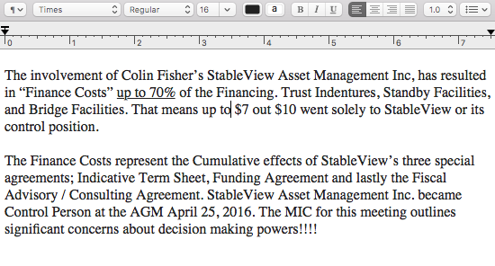 StableView Asset Management, Inc. Financing Fee's for Clarocity Corp.