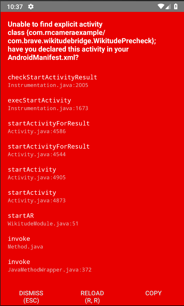 Activity Error:React Native