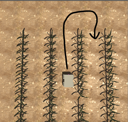uturn between rows
