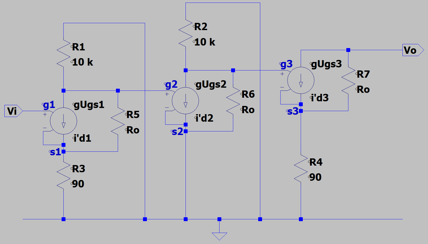 3 mosfets circuit current source representation