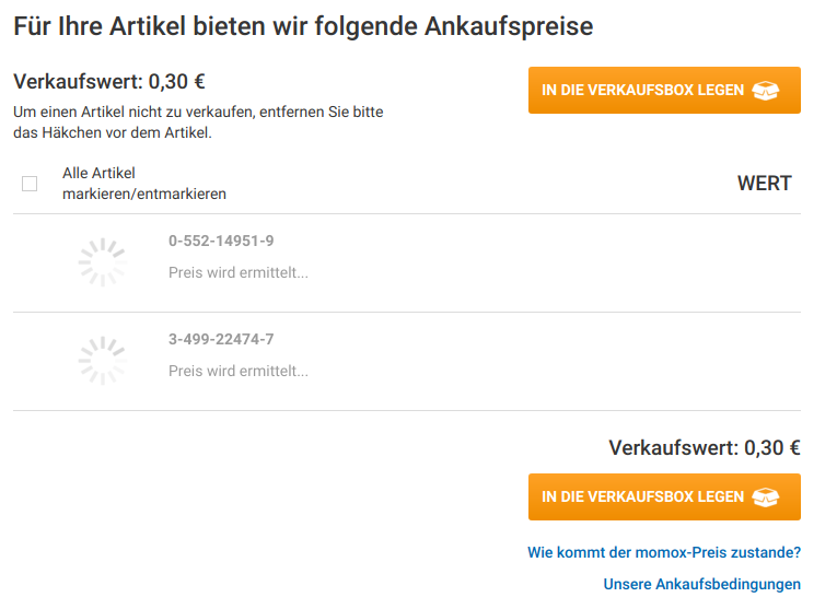 Momox Upload - Bug