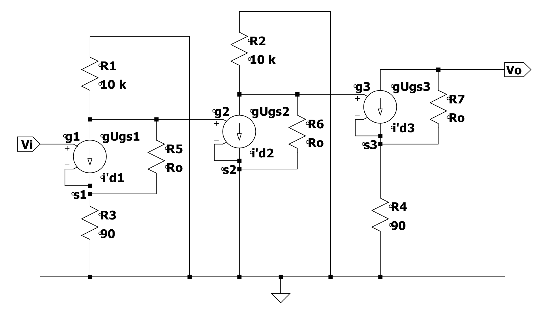 3 mosfets circuit with current source representation