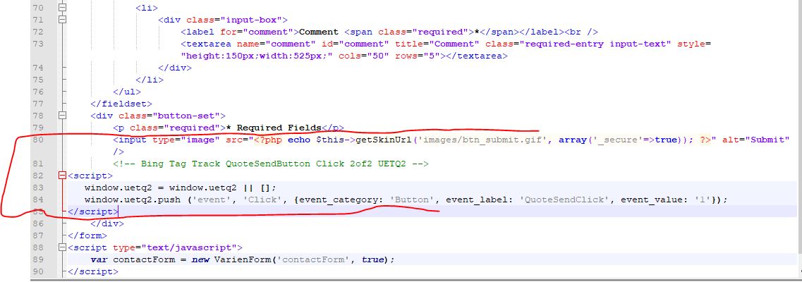 within body PUSH script below INPUT tags of button