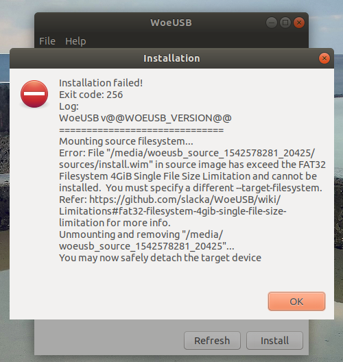 Issue #225 Error Message Screenshot