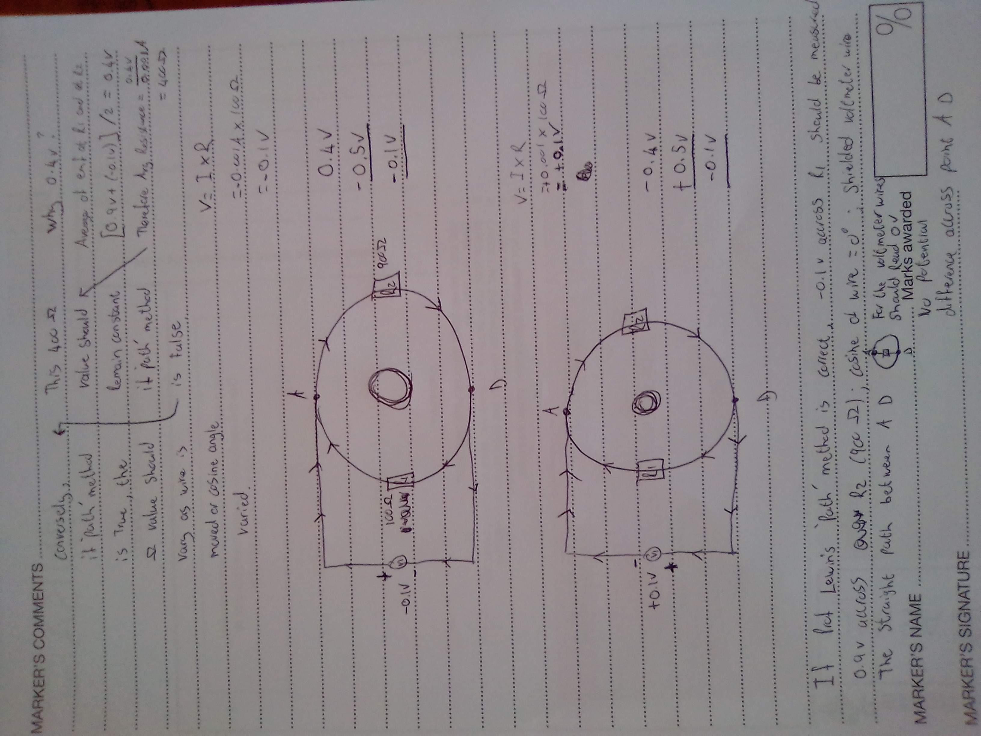 Is the Path explanation or The induced emf voltmeter wire explanation correct for the doube voltmeter experiment?