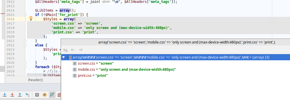 array inspection with escape characters