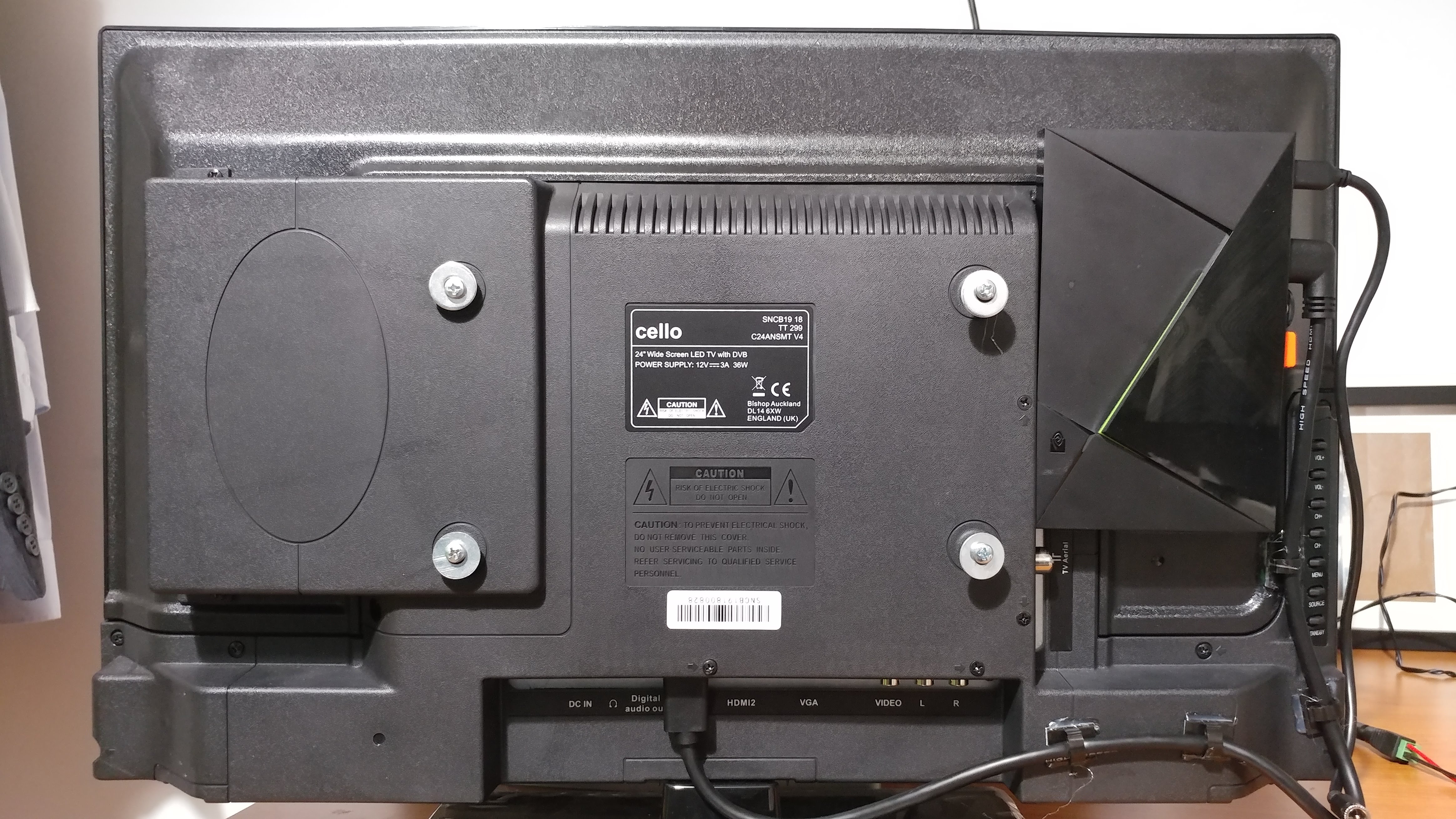 Shield mounted to TV