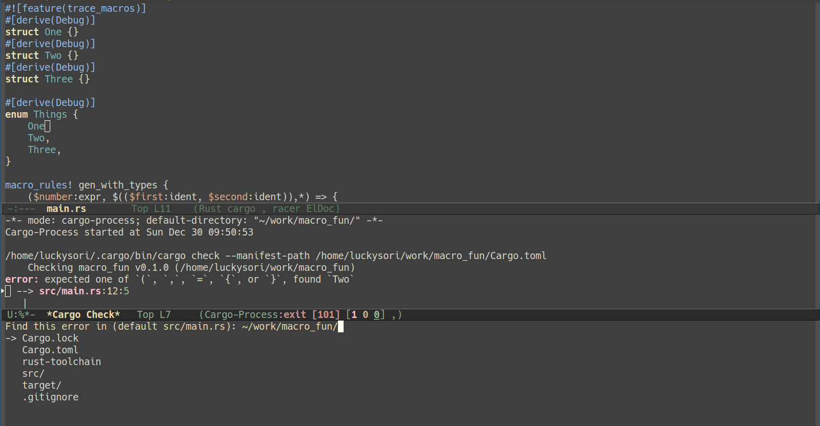 rust cargo compile jump to error bug