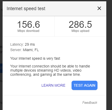 200ft cable speed test