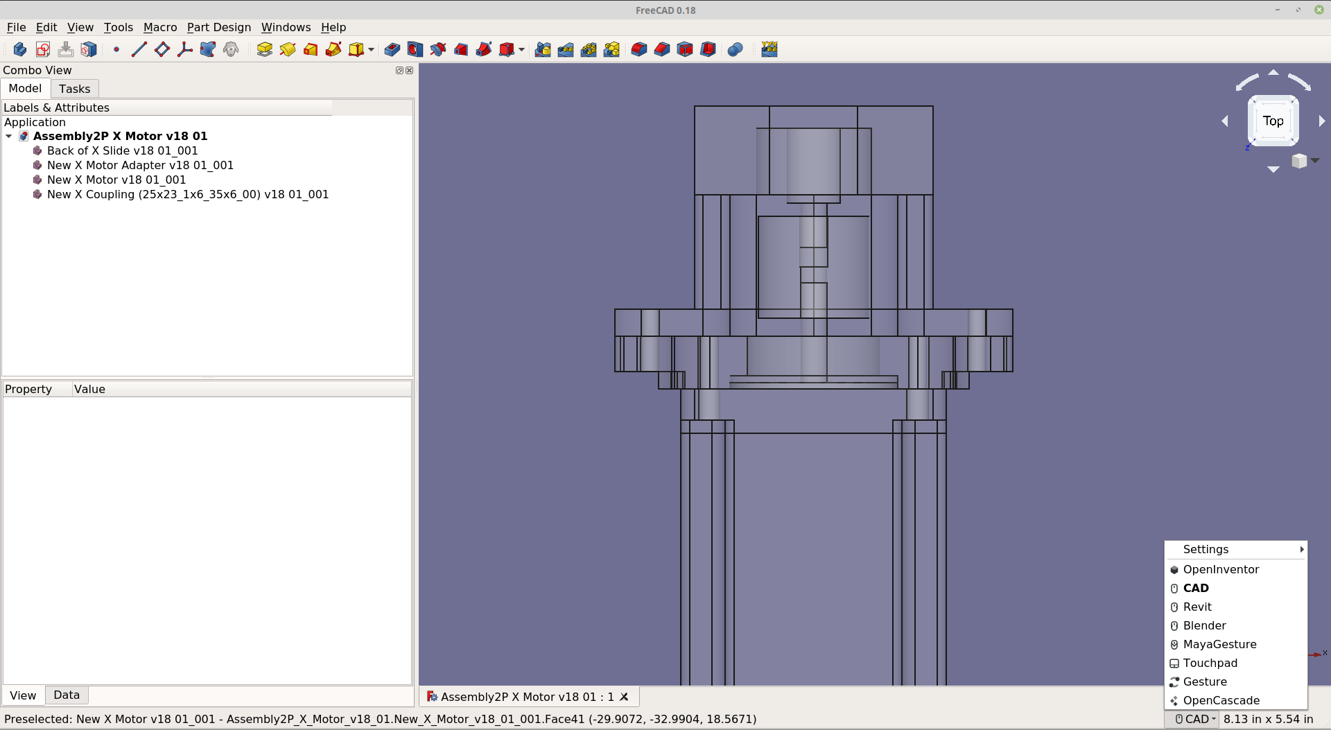 FreeCAD: Set Mouse Mode