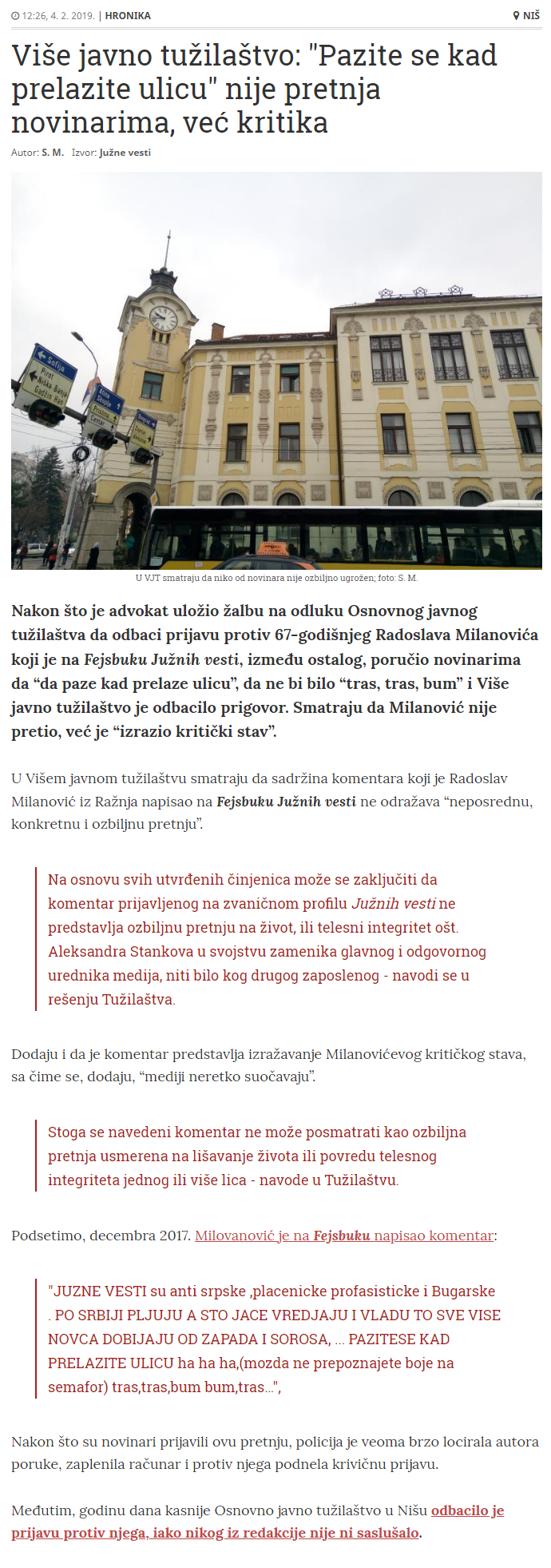 ViejavnotuilatvoPazitesekadprelaziteulicunijepretnjanovinarimavekritikaHronikaJunevesti.png