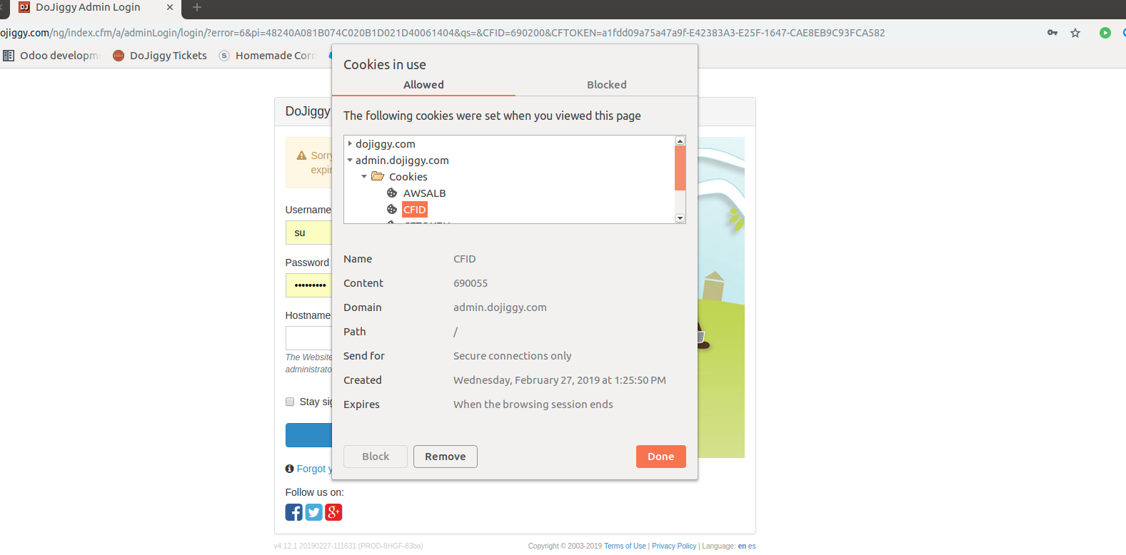 DoJiggy CFID session cookie secure