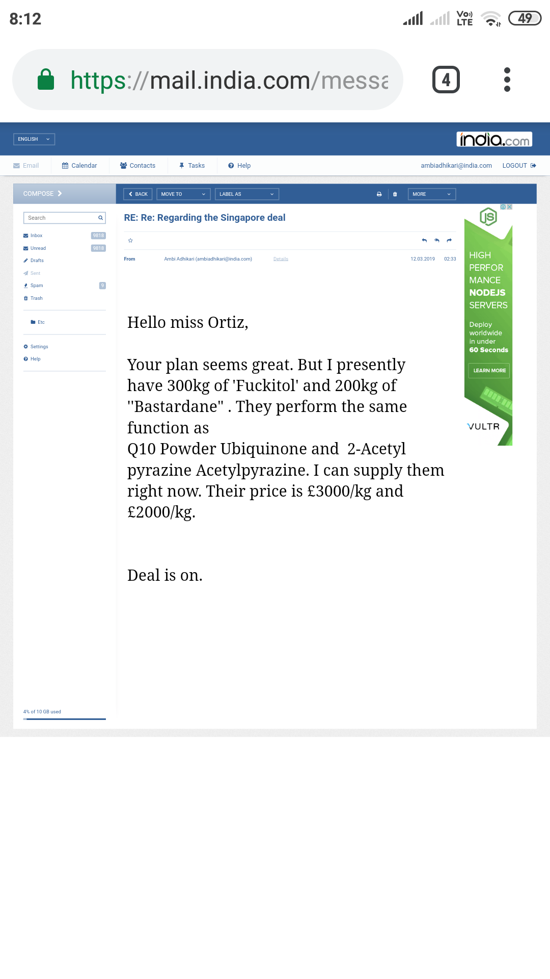 Email screenshot