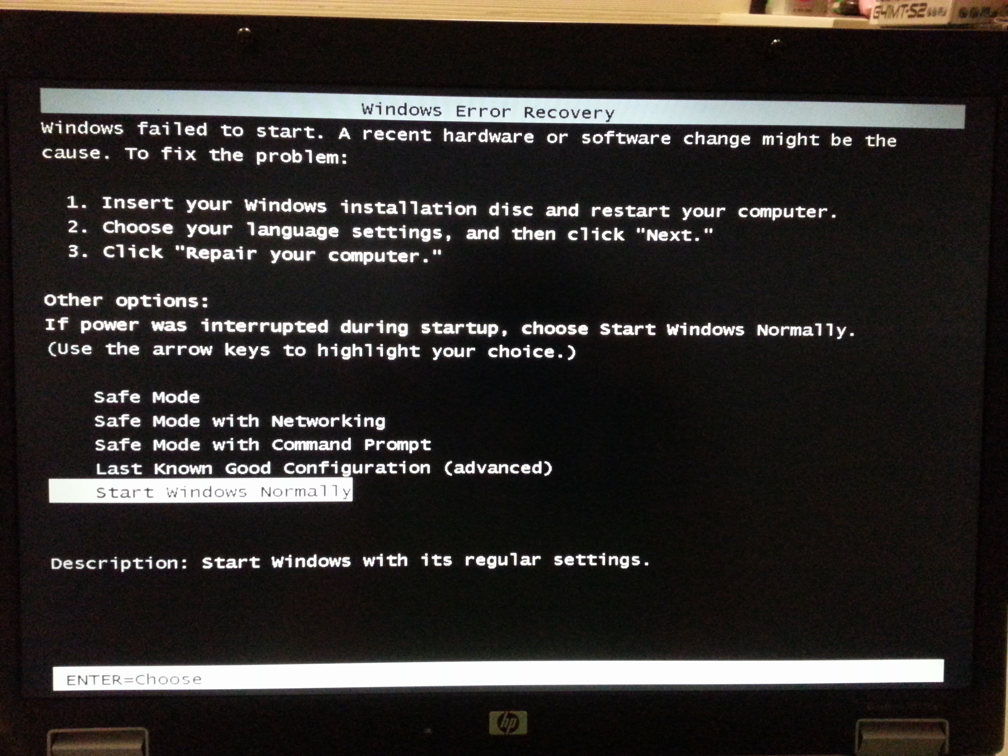 Windows 7 failed to start