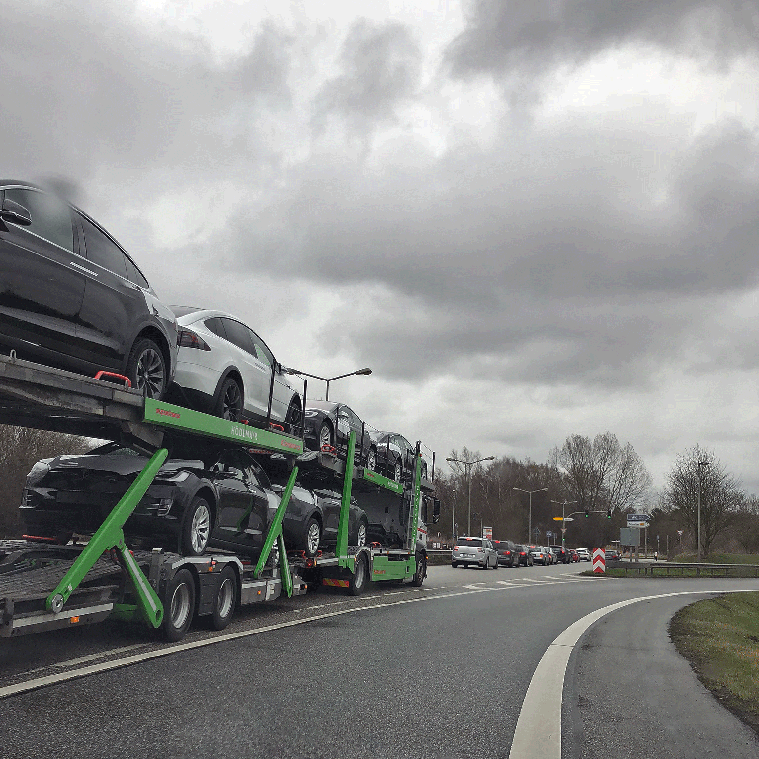 Tesla M3s On They Way North
