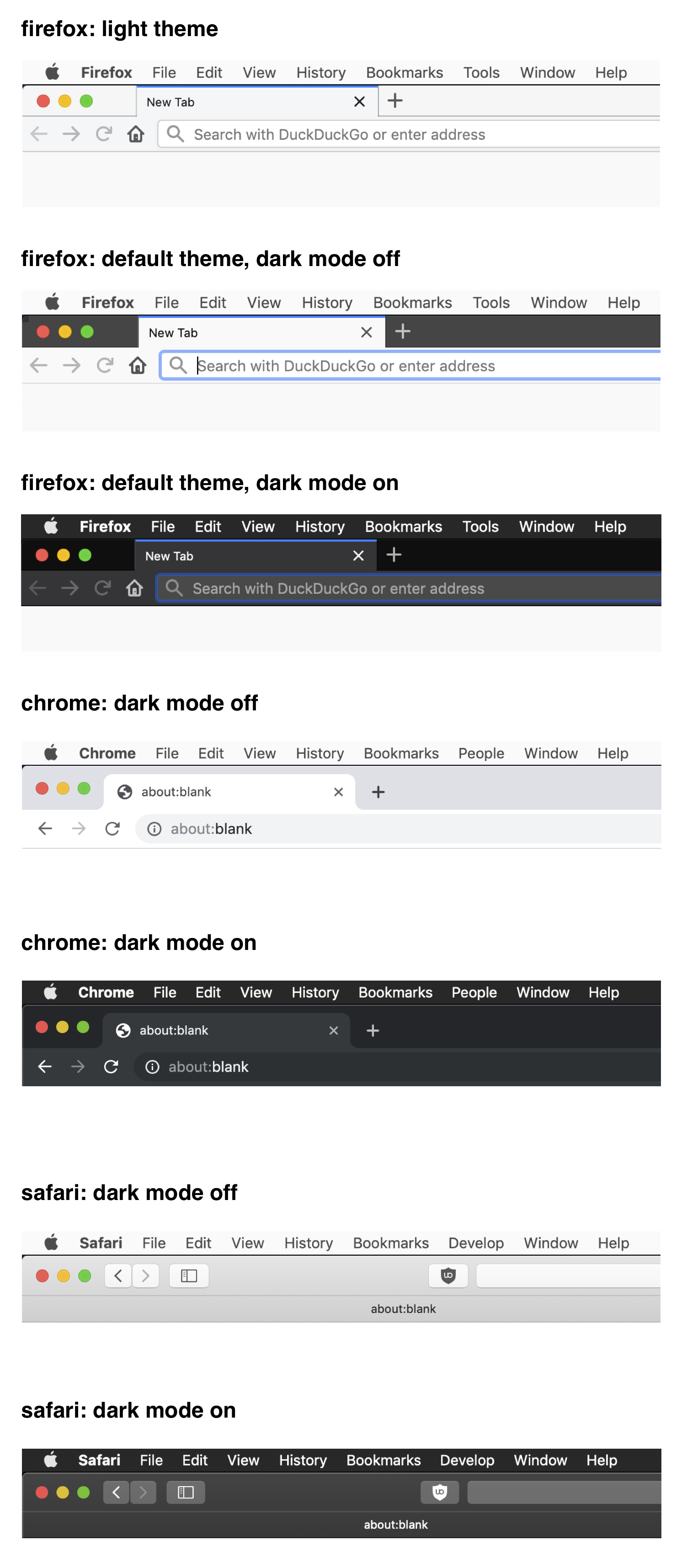 browser dark mode comparisons