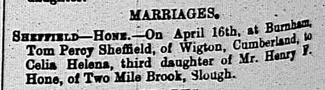 Celia Helena Hone's First Marriage