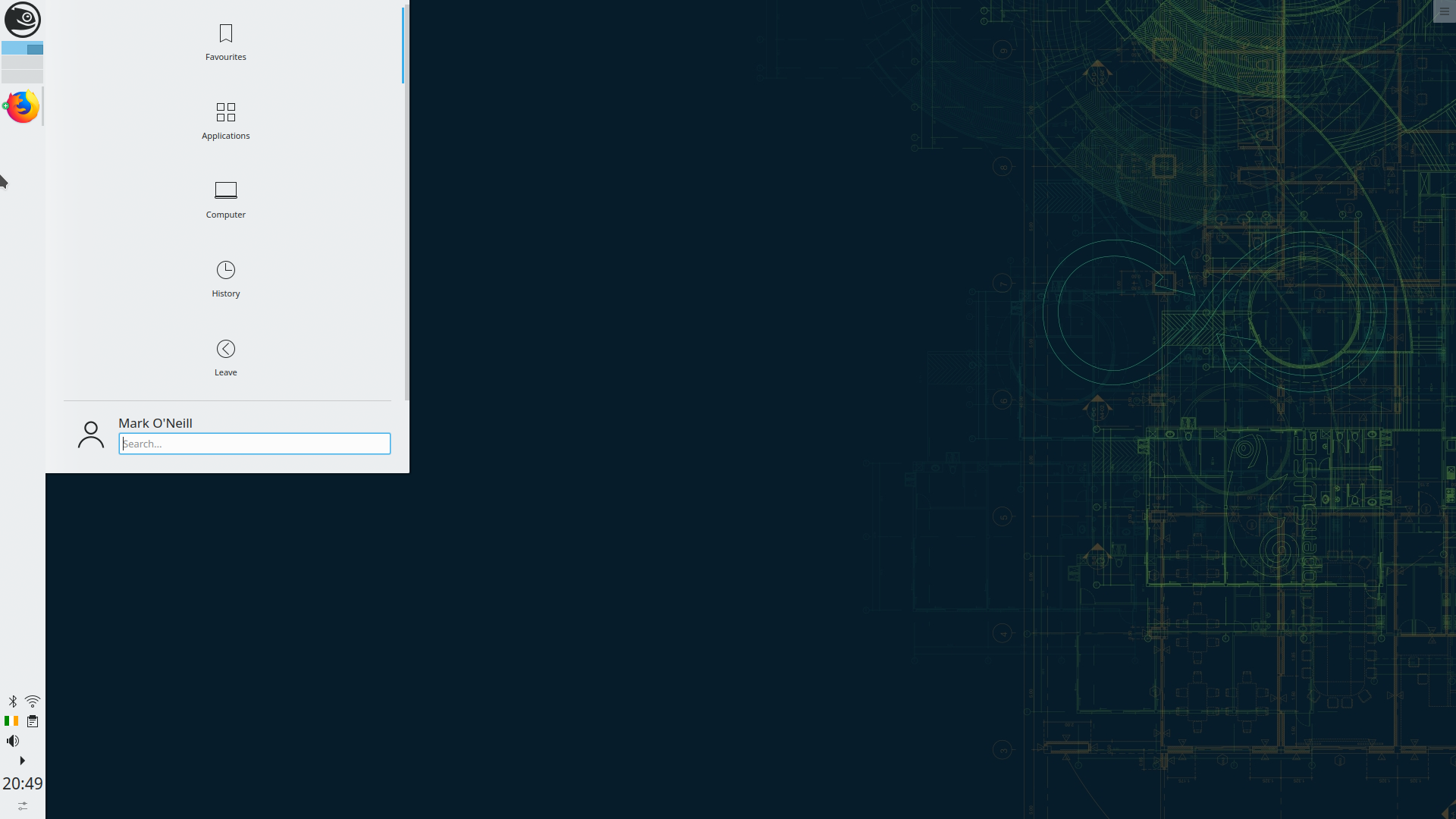 KDE application launcher shows no entries on TV screen