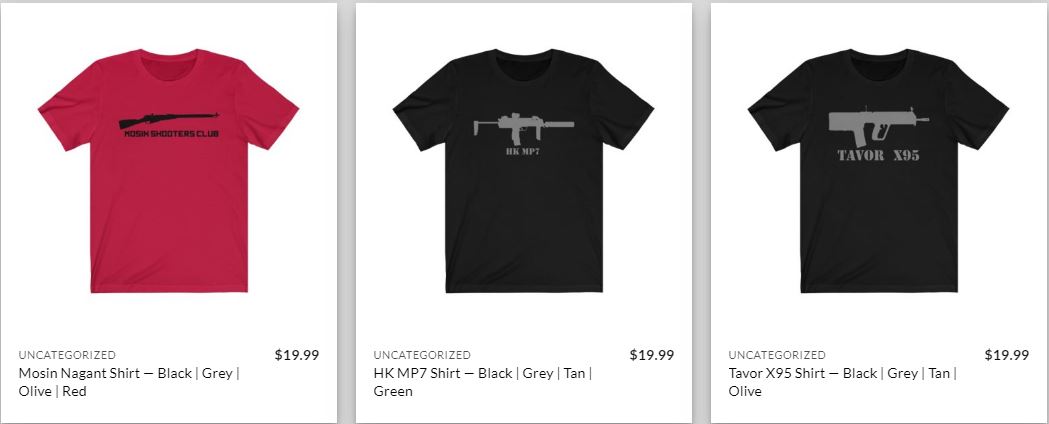 Shirt with gun on it