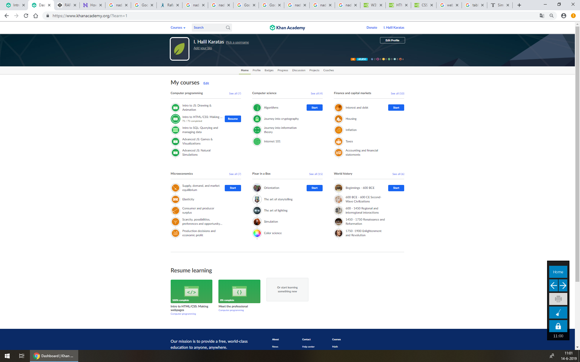 Printscreen of Khan Academy
