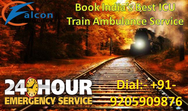 Get Book ICU Facility by Falcon Train Ambulance from Kolkata to Chennai, Mumbai, and Delhi