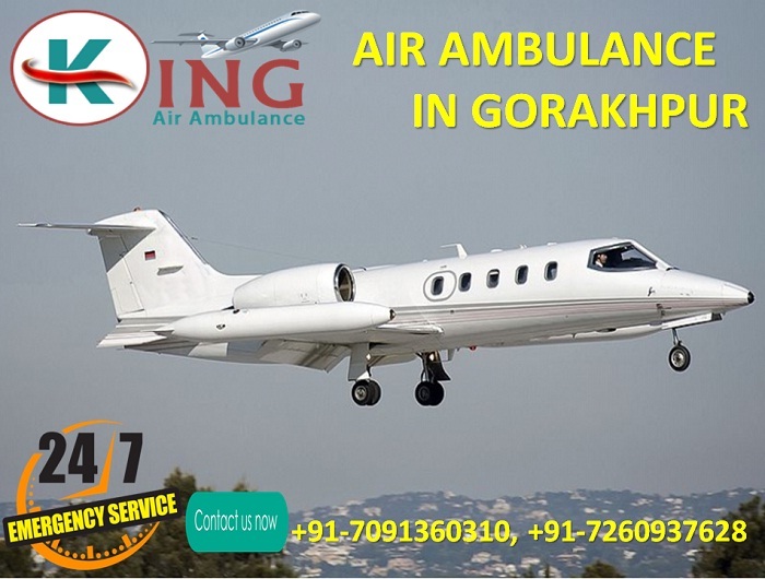 Book Very Less Charges Air Ambulance Service in Gorakhpur by King