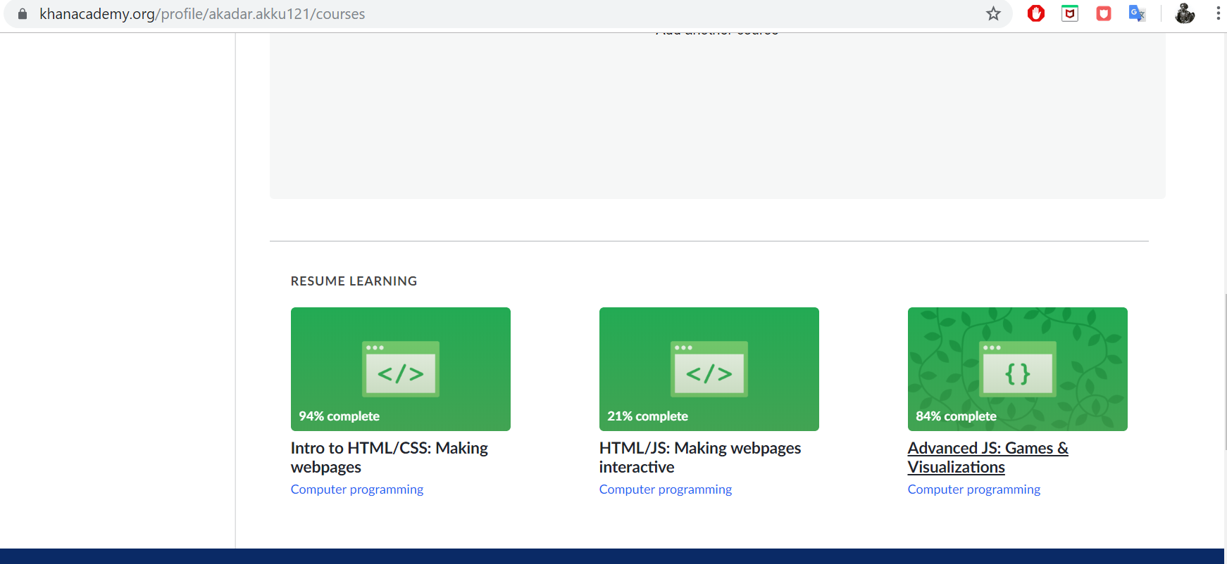 My exercise in khan Academy