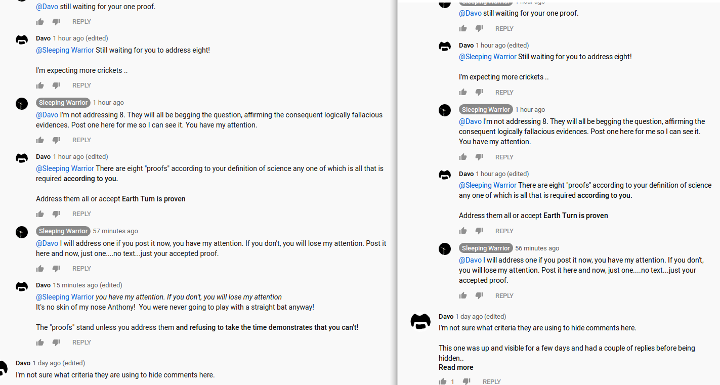 Hiding comments - Sleeping Warrior