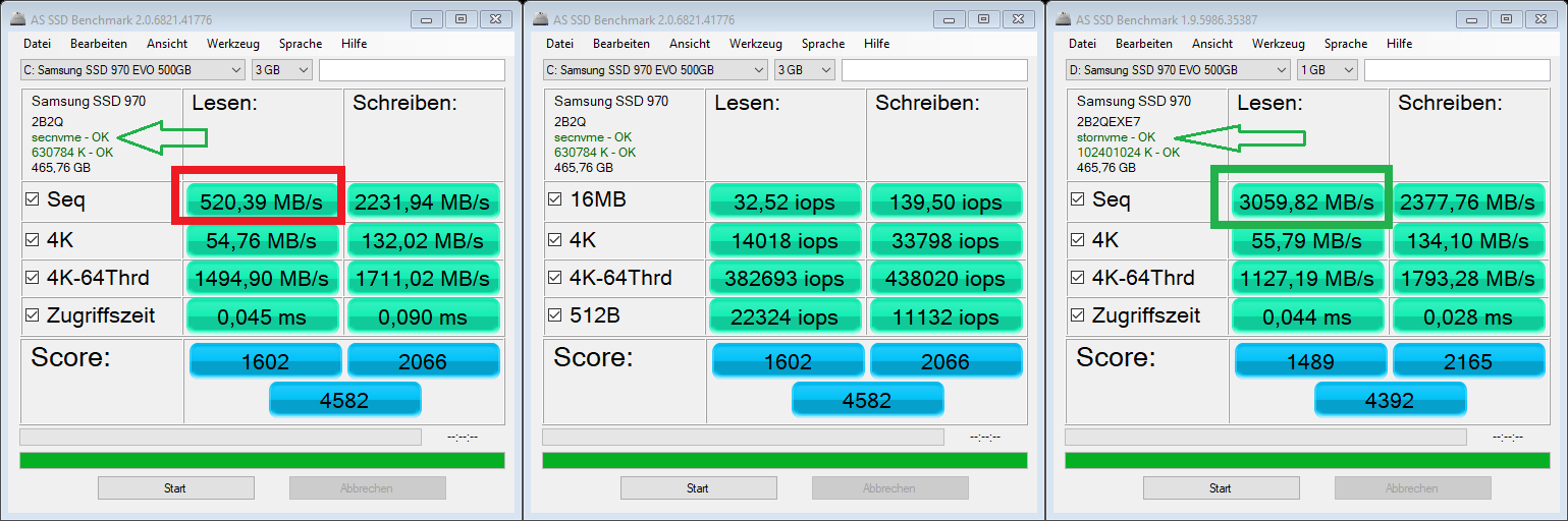 Miser Miser - as-ssd-bench Samsung SSD 970 2019.10.25 - slow seq read compare