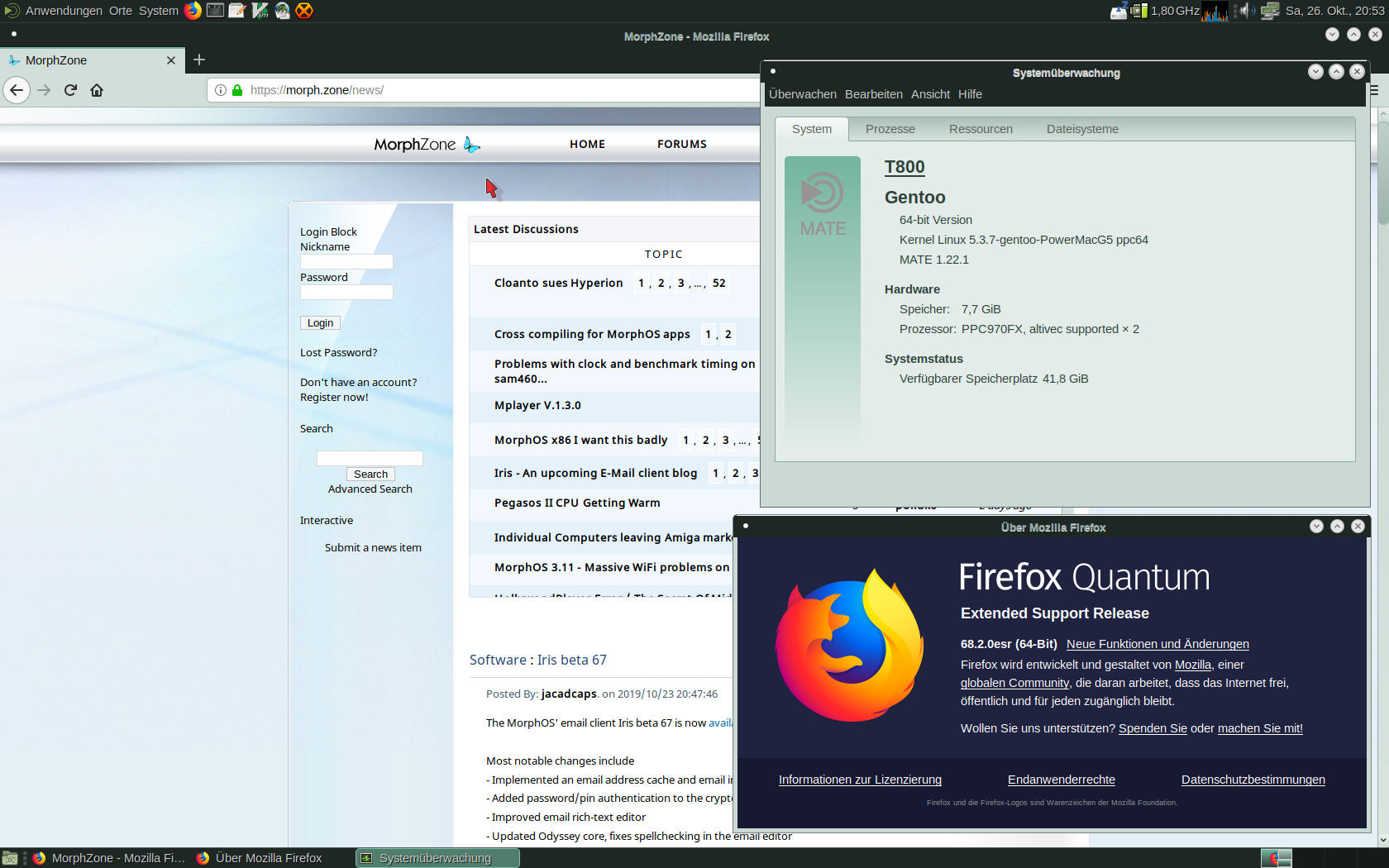Firefox 68 ESR on a PowerMac G5