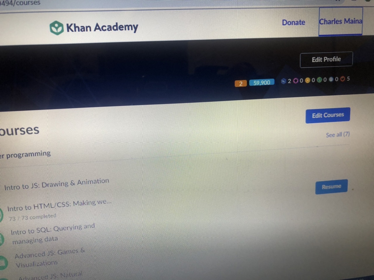 Charles Maina completed HTML & CSS