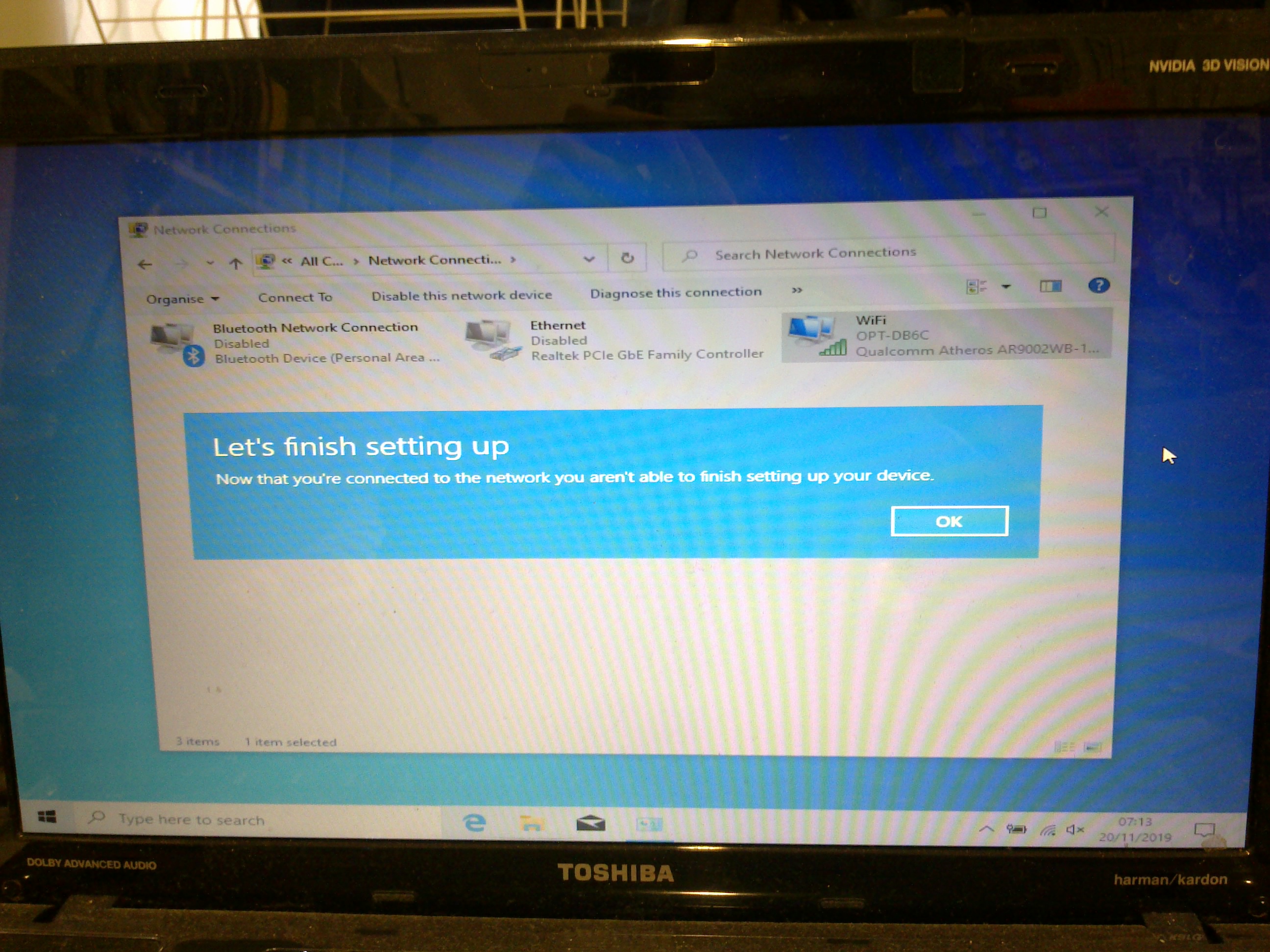 You aren't able to finish setting up your device