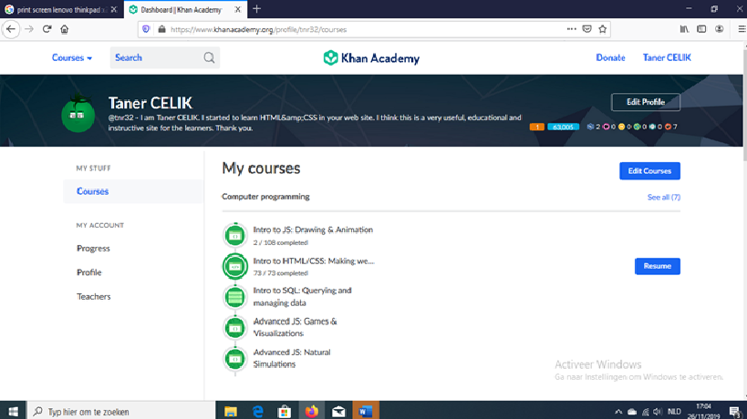 Khan Academy Print Screen