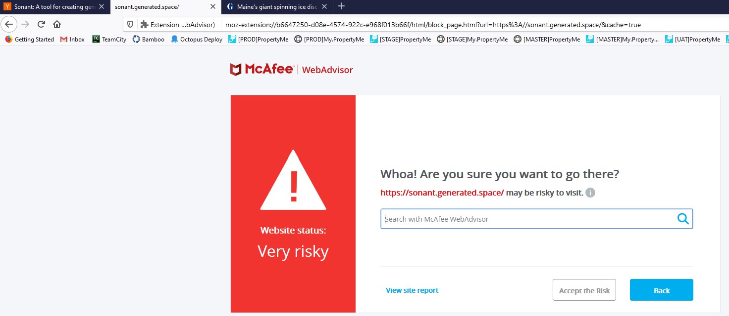 mcafee web adviser alert