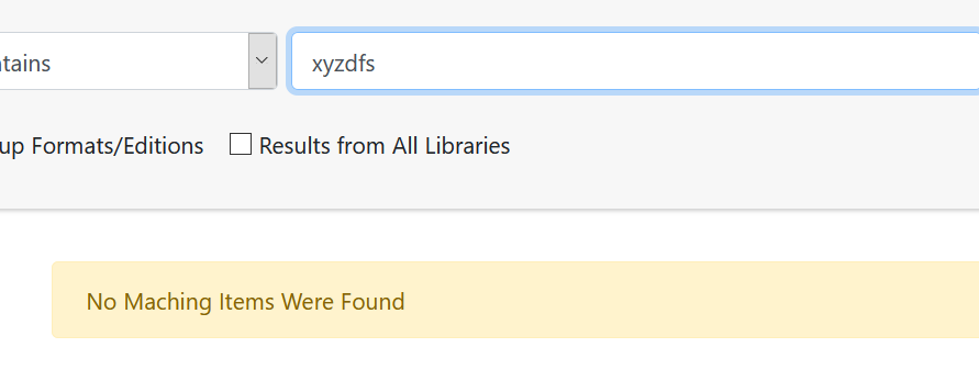 angular catalog search nothing to display